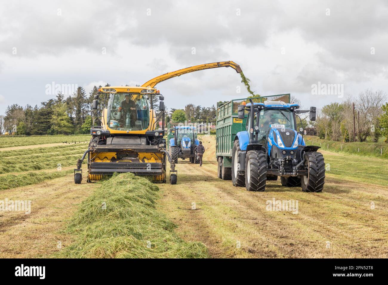 Riverstick, Cork, Ireland. 14th May, 2021. Norman Draper collecting grass for pit silage on his farm outside Riverstick, Co. Cork, Ireland. - Credit; David Creedon / Alamy Live News Stock Photo