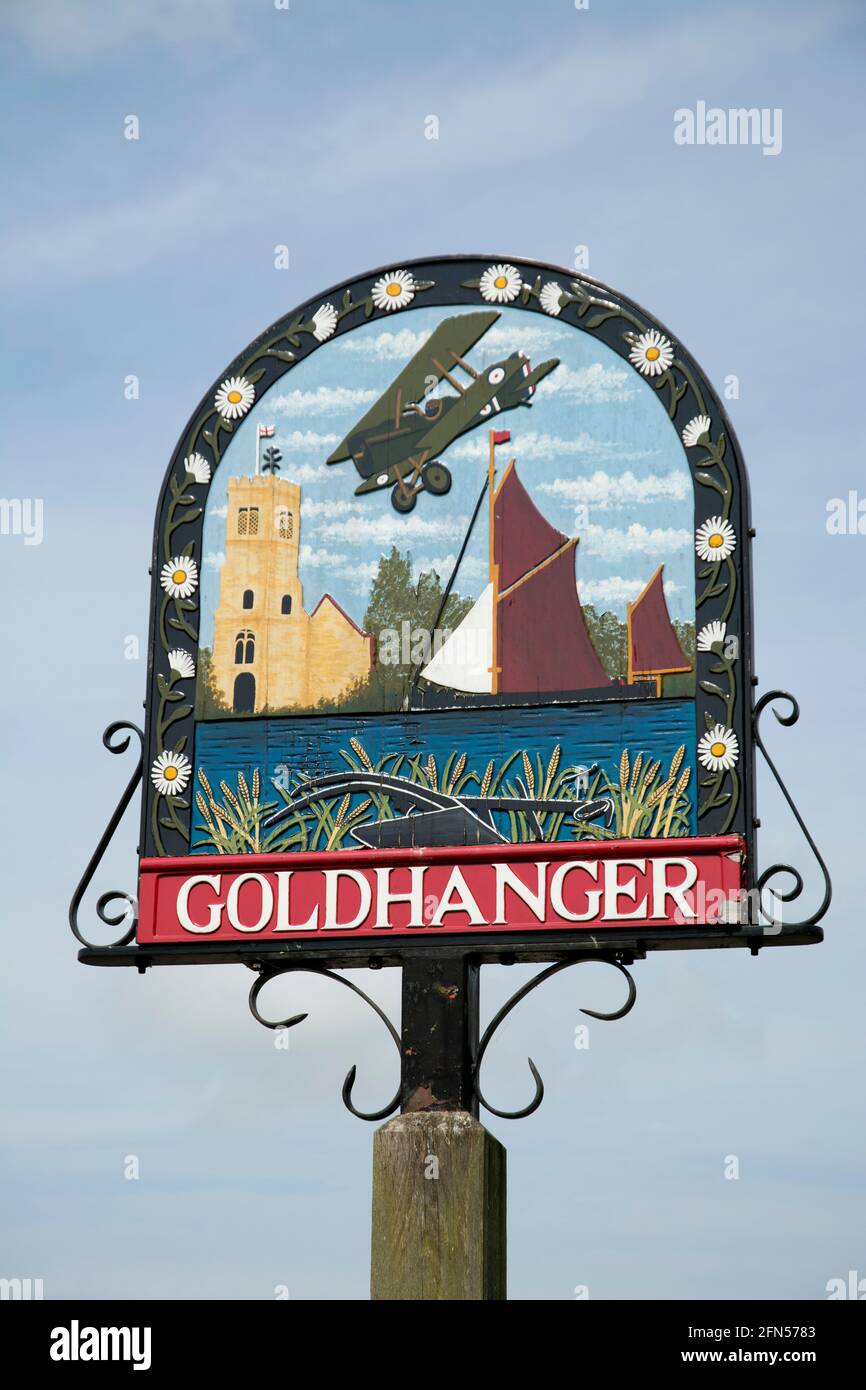 Village sign Goldhanger Essex Stock Photo