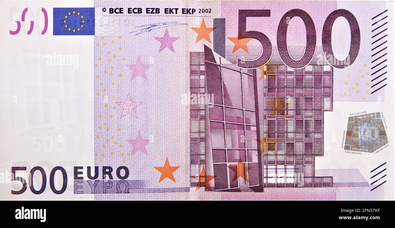Ein 500 Euro Schein. Diesen Geldschein möchte die Bundesregierung gerne abschaffen. Stock Photo