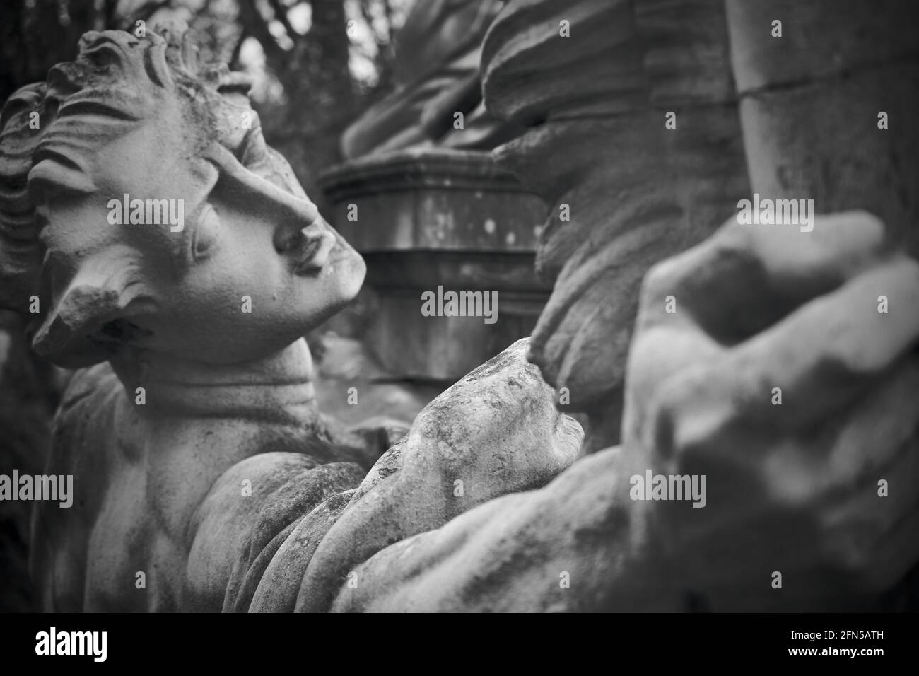 Close up of the historic group of public sculptures by Albert Hodge