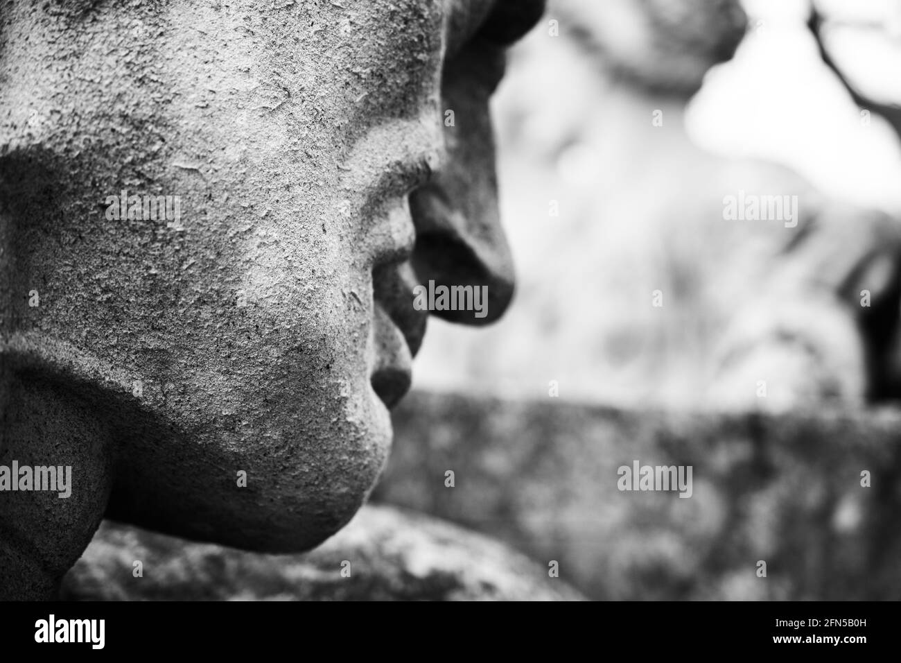 Close up of the historic group of public sculptures by Albert Hodge representing navigation and coal mining. The facial expression coveys deep emotion Stock Photo