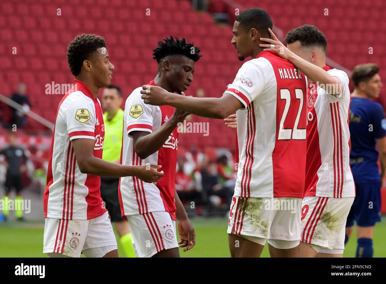 AJAX, NETHERLANDS - MAY 13: Sebastien Haller of Ajax celebrates after scoring his sides second goal with David Neres of Ajax, Mohammed Kudus of Ajax a Stock Photo - Alamy