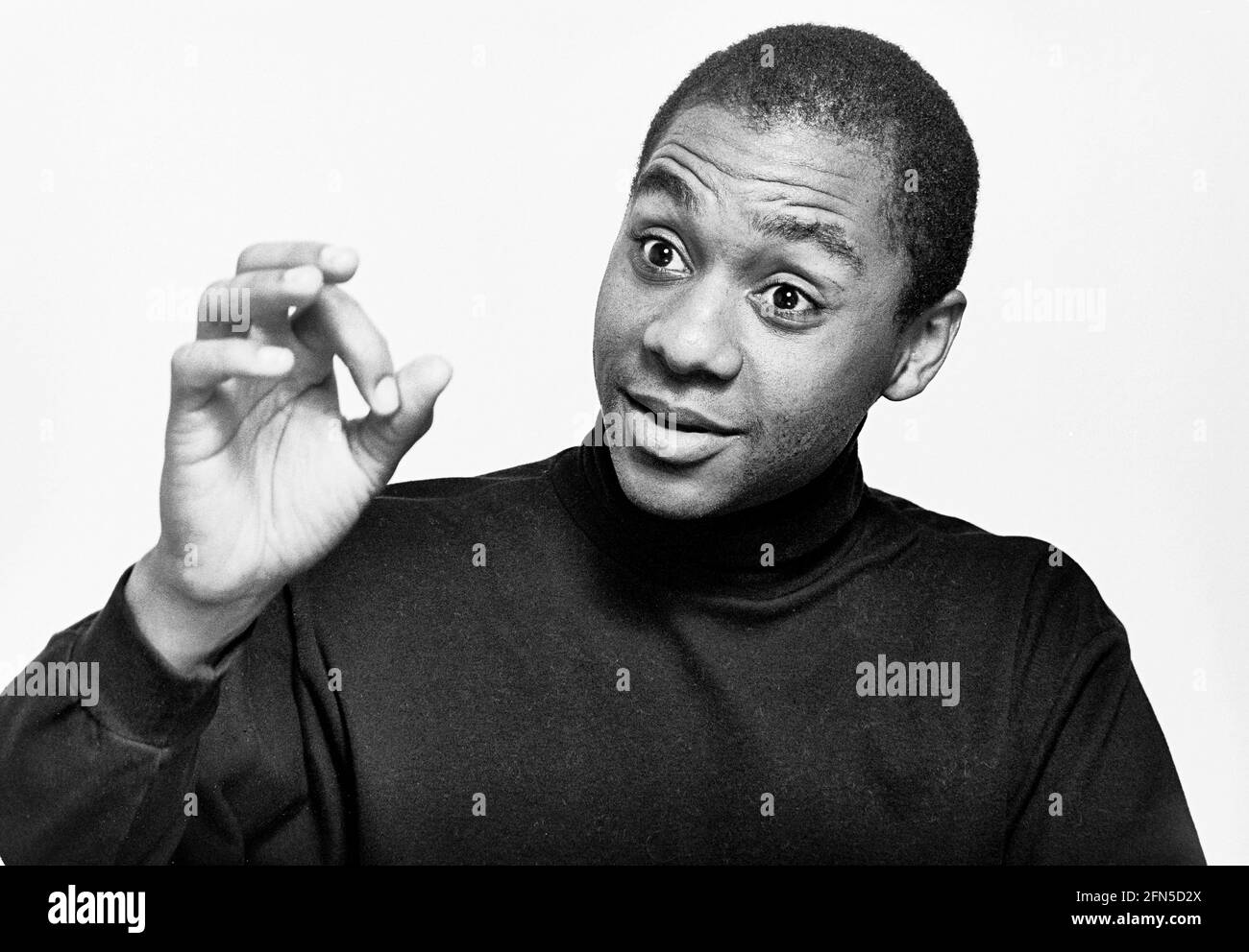 American jazz saxophonist Branford Marsalis gestures in an interview. 07.03.1991 - Christoph Keller Stock Photo