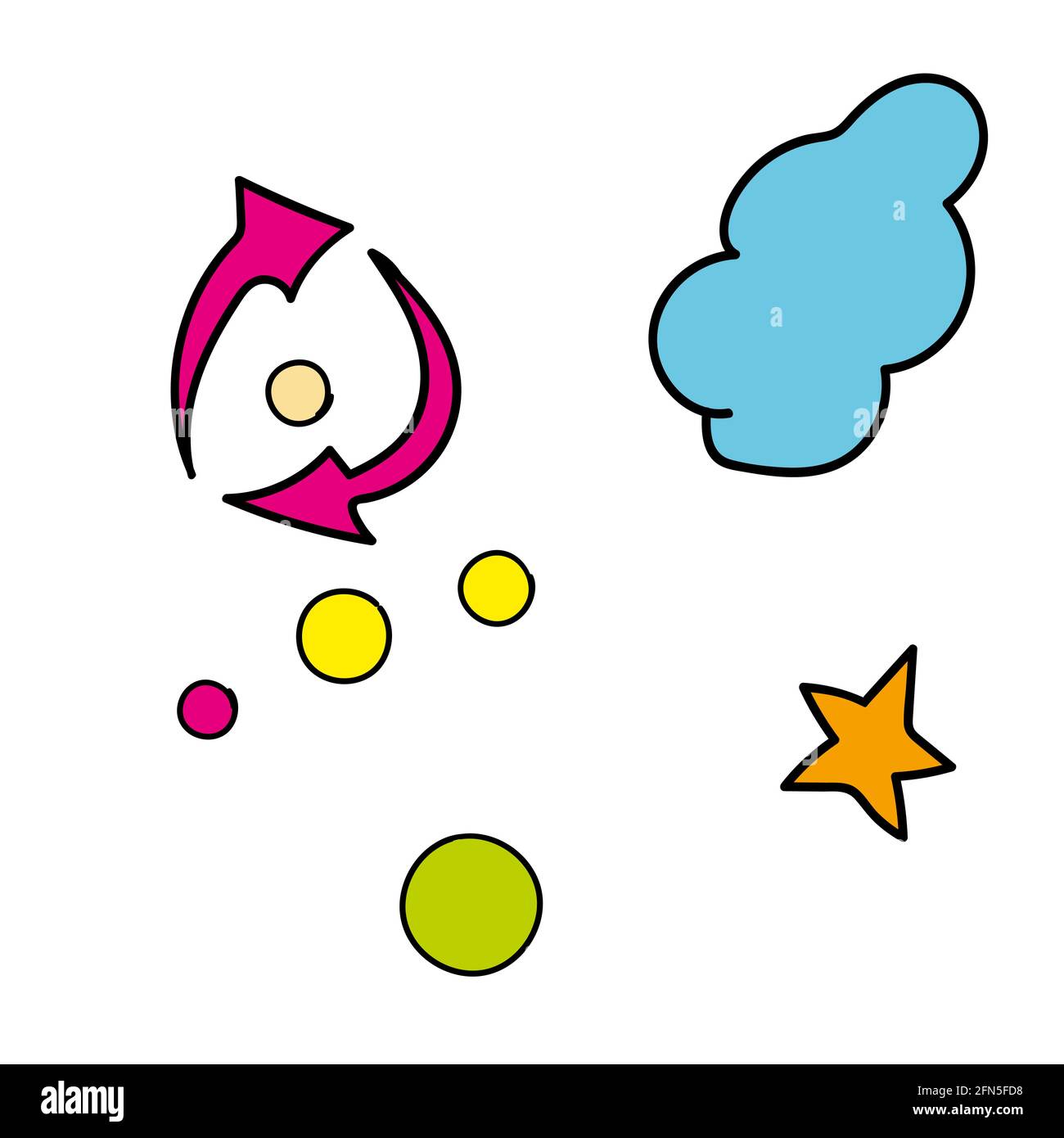 doodle star, cloud and circle arrow vector Stock Vector