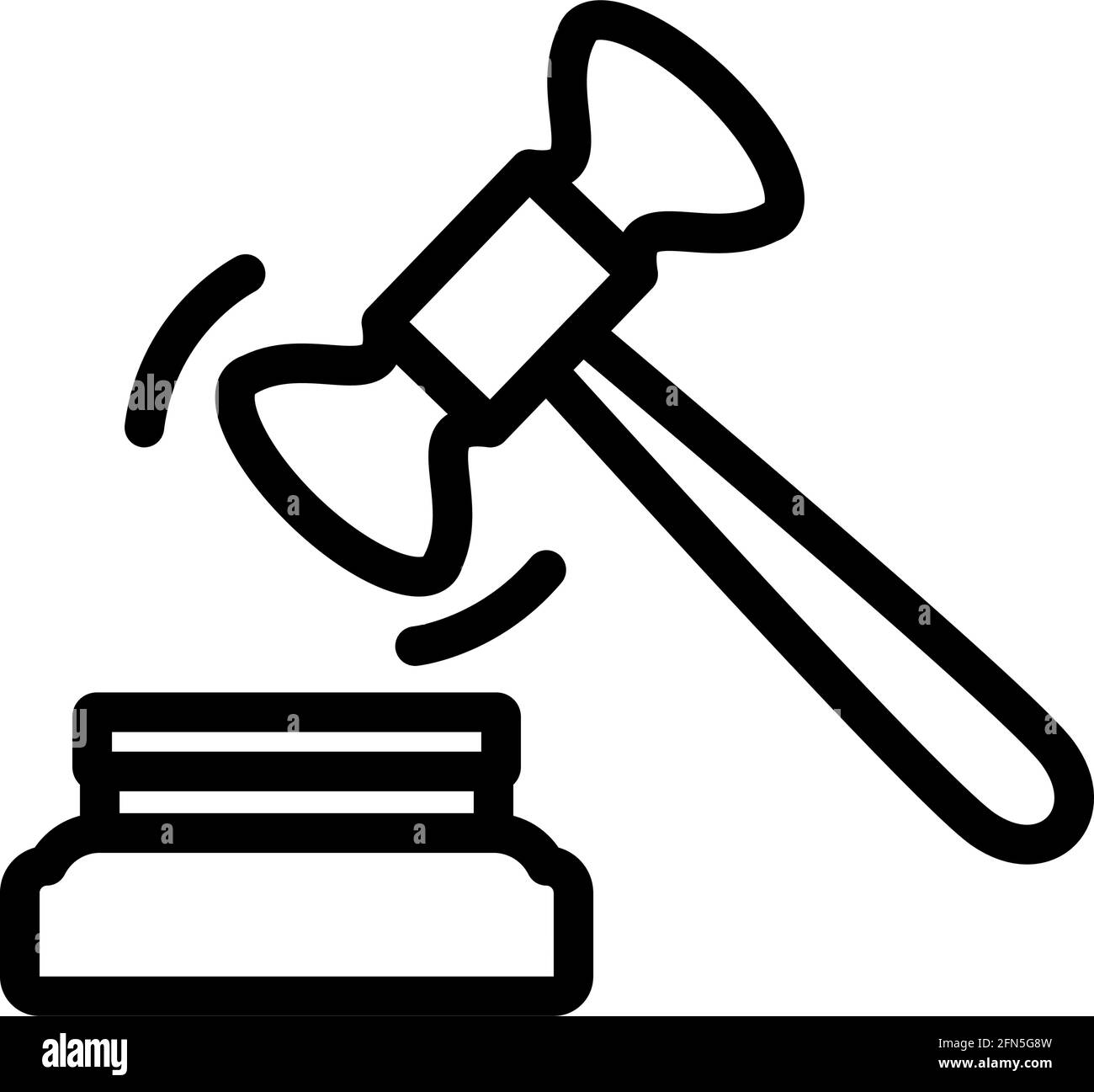Judge Hammer Icon. Editable Bold Outline Design. Vector Illustration