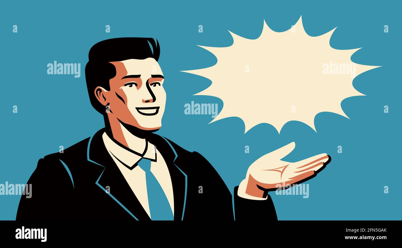 Businessman reports a profitable offer. Business concept vector illustration Stock Vector