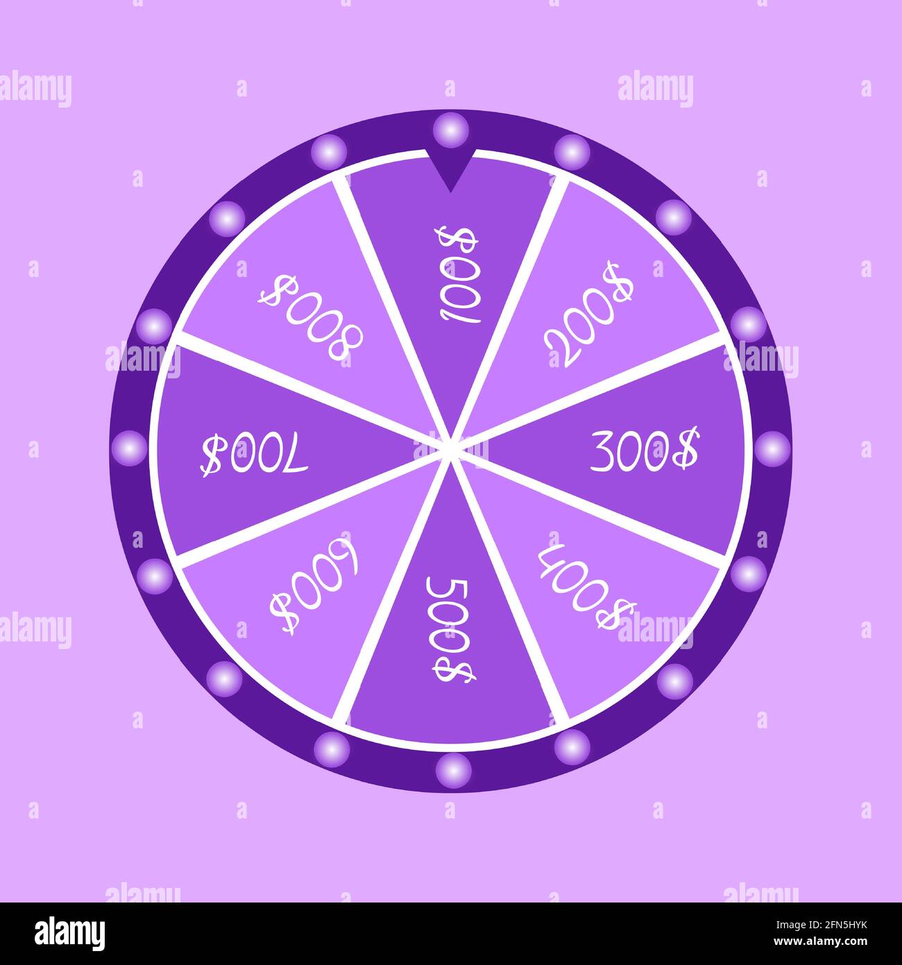 Realistic 3d spinning fortune wheel, lucky roulette vector illustration. Stock Vector