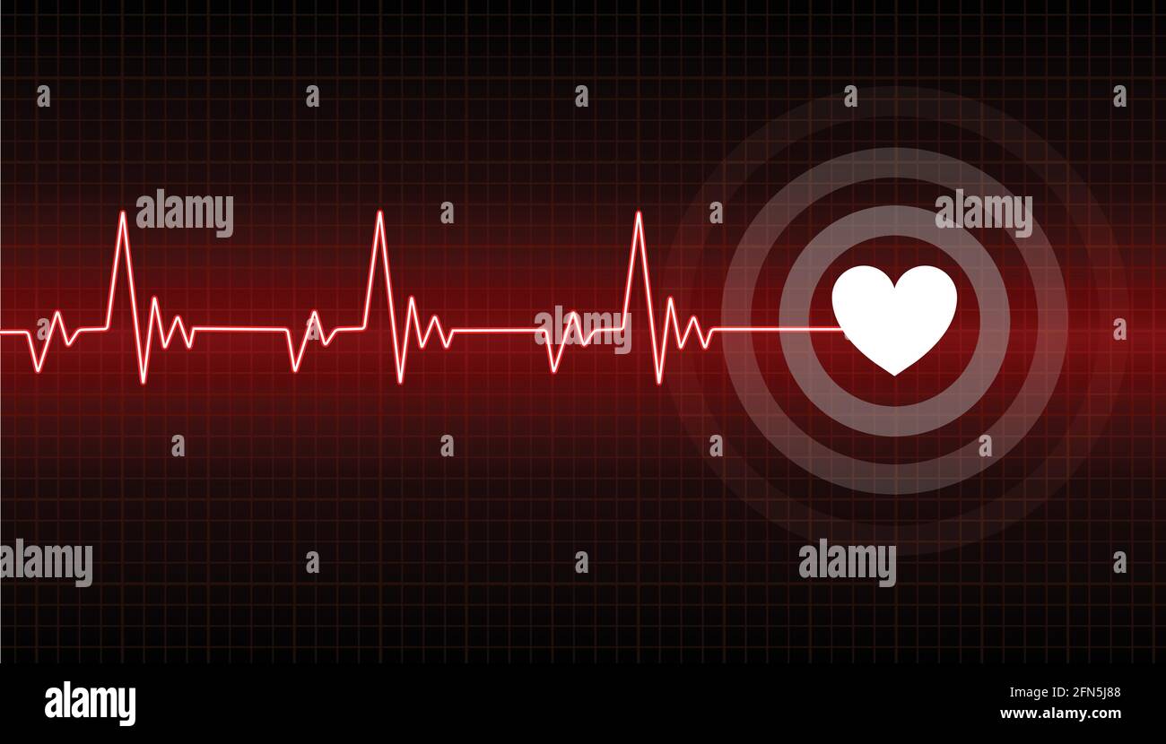 Red heart beat vector illustration background. Pulse rate vector. Heart icon. Stock Vector