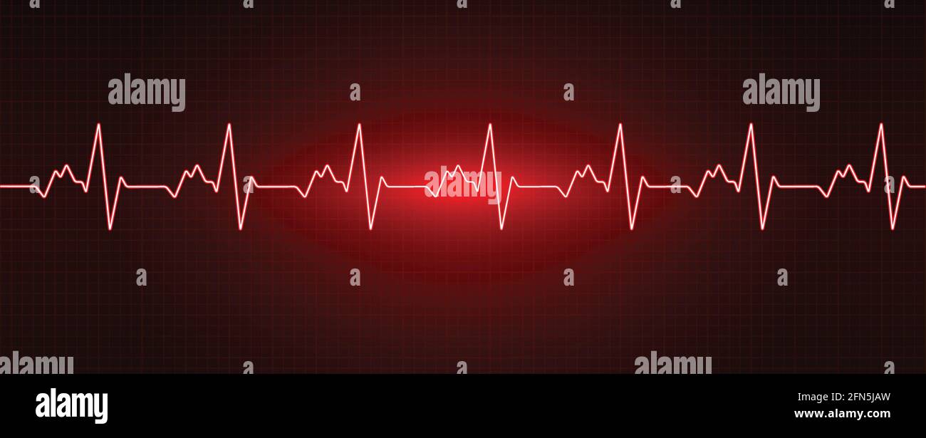 Red heart beat vector illustration background. Pulse rate vector. Stock Vector