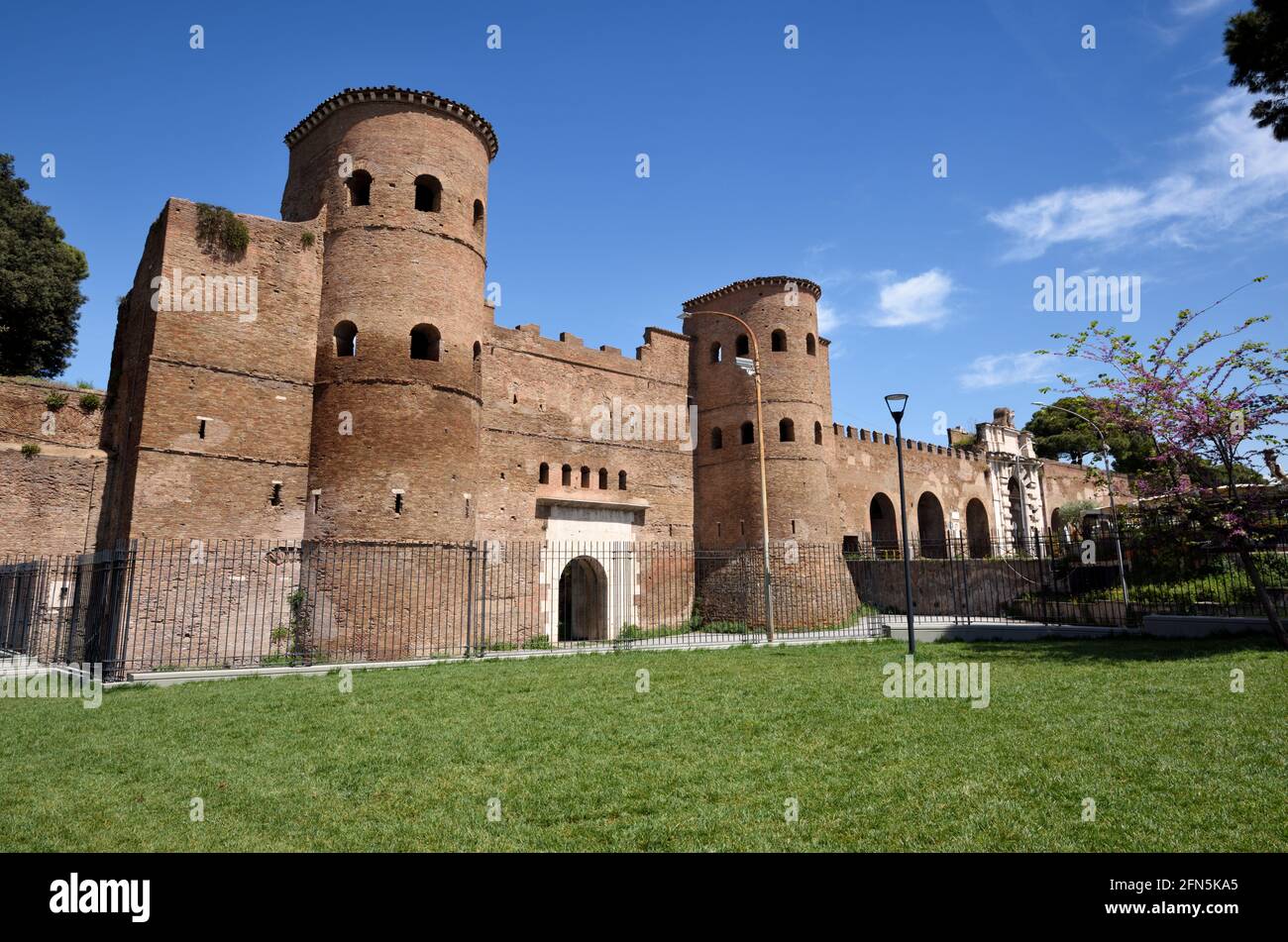 Italy, Rome, Aurelian Walls, Porta Asinaria, ancient roman gate Stock Photo