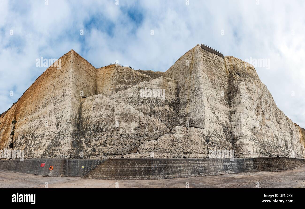 Peacehaven Heights Steps hewn from the chalk cliff face in East Sussex, UK Stock Photo