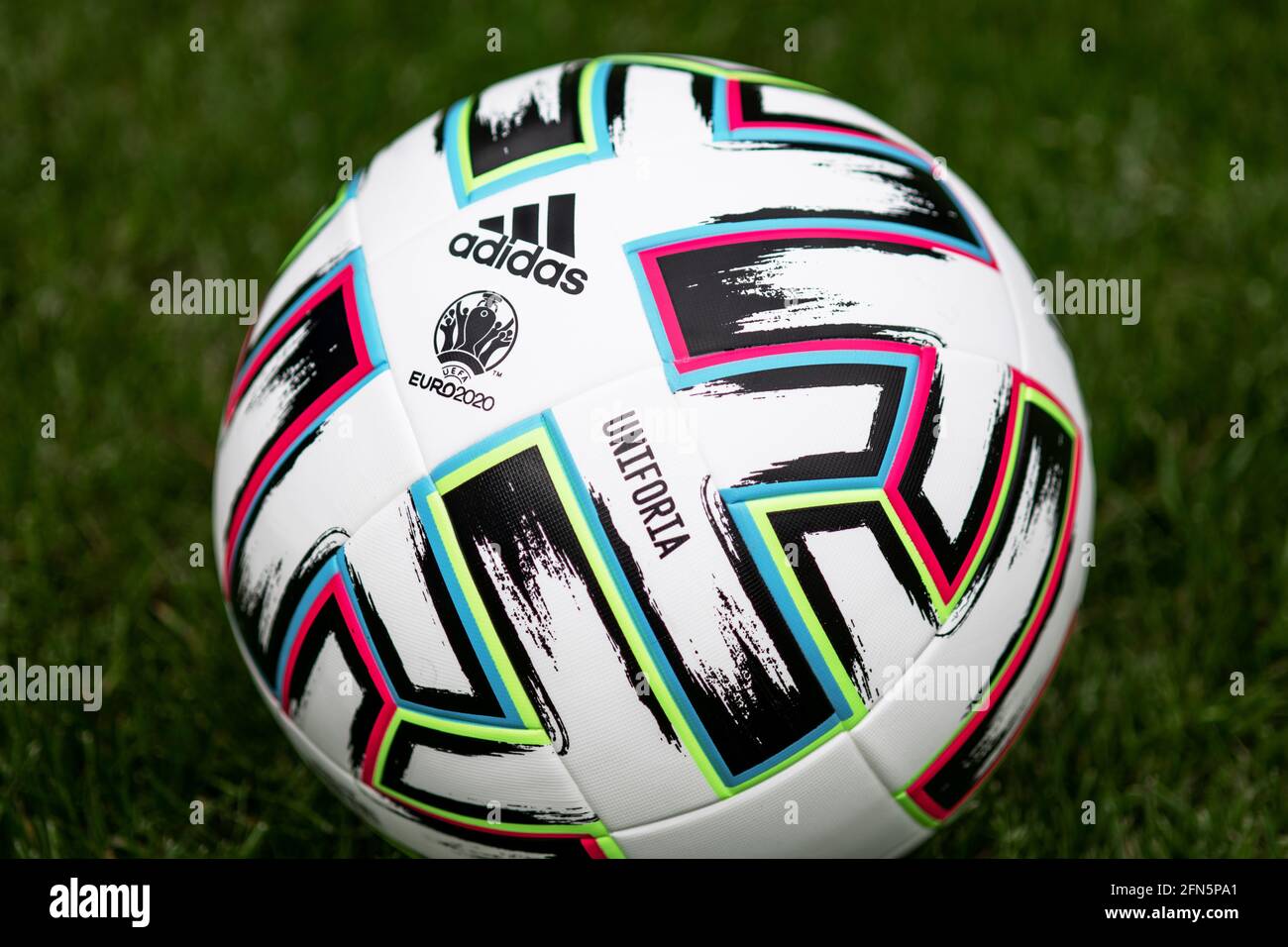 Close up of Adidas Uniforia, official match ball of UEFA European  Championship 2020 Stock Photo - Alamy
