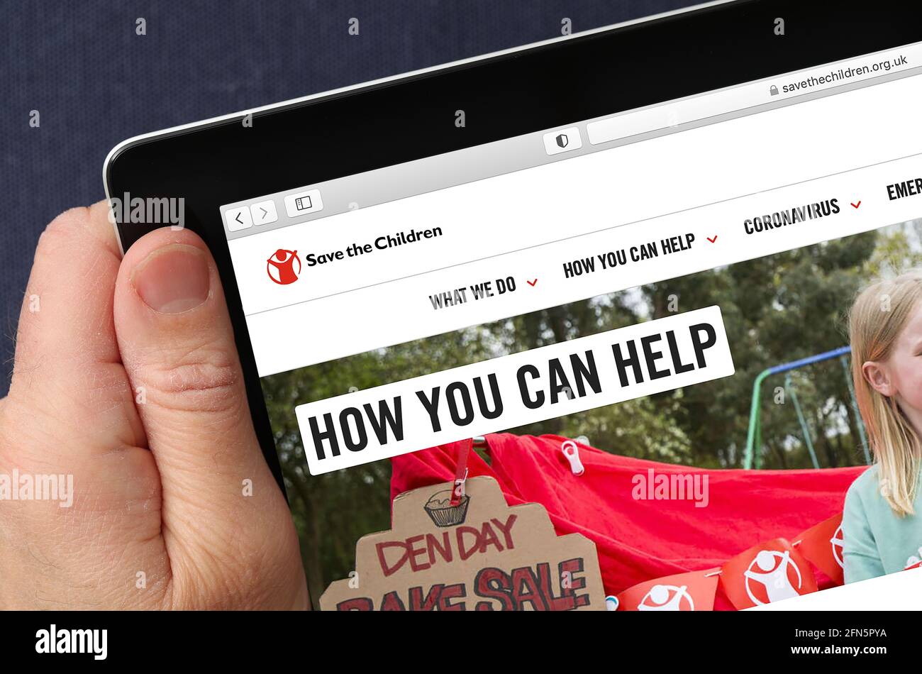 Save the Children website viewed on an Ipad. (editorial use only) Stock Photo