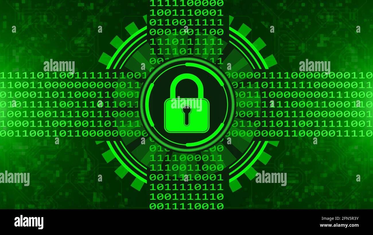 Secure Coding Lock Graphics Secure technology concept - padlock in movement of hud and varying ...