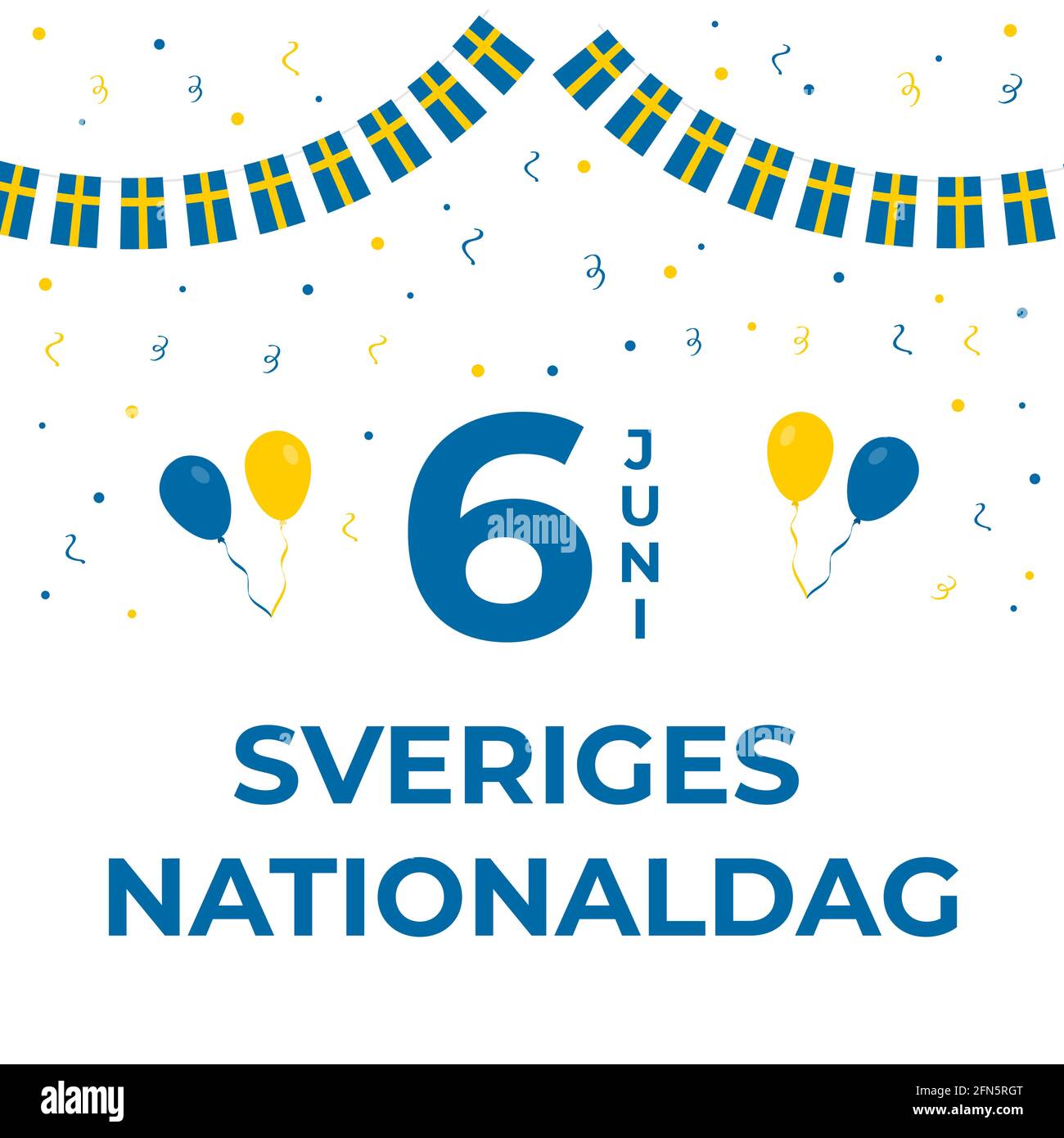 Sweden National Day lettering in Swedish language. Annual holiday on June 6. Vector template for typography poster. banner, flyer, sticker, greeting c Stock Vector
