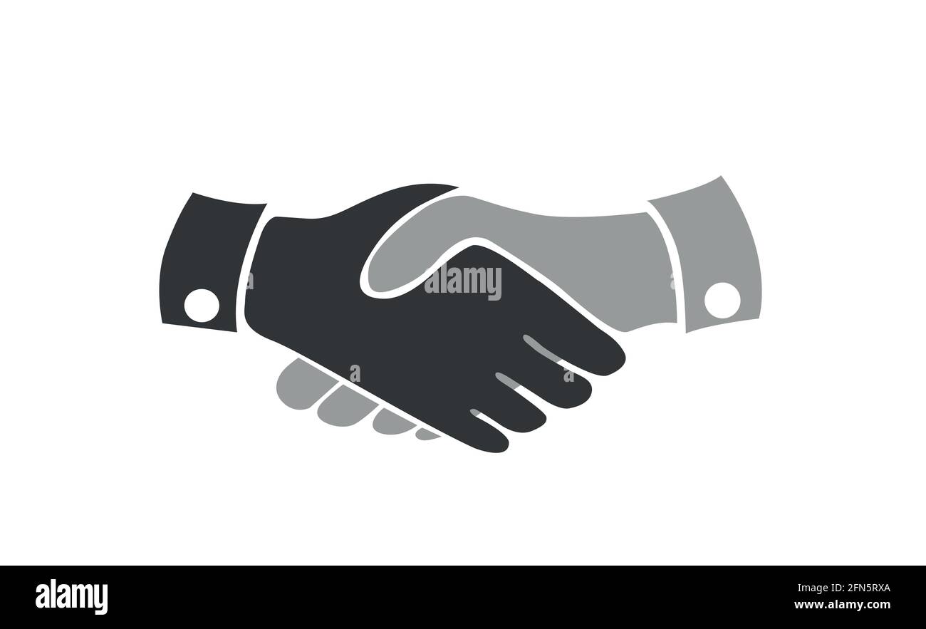 Business handshake agreement flat vector icon isolated on white. Stock Vector