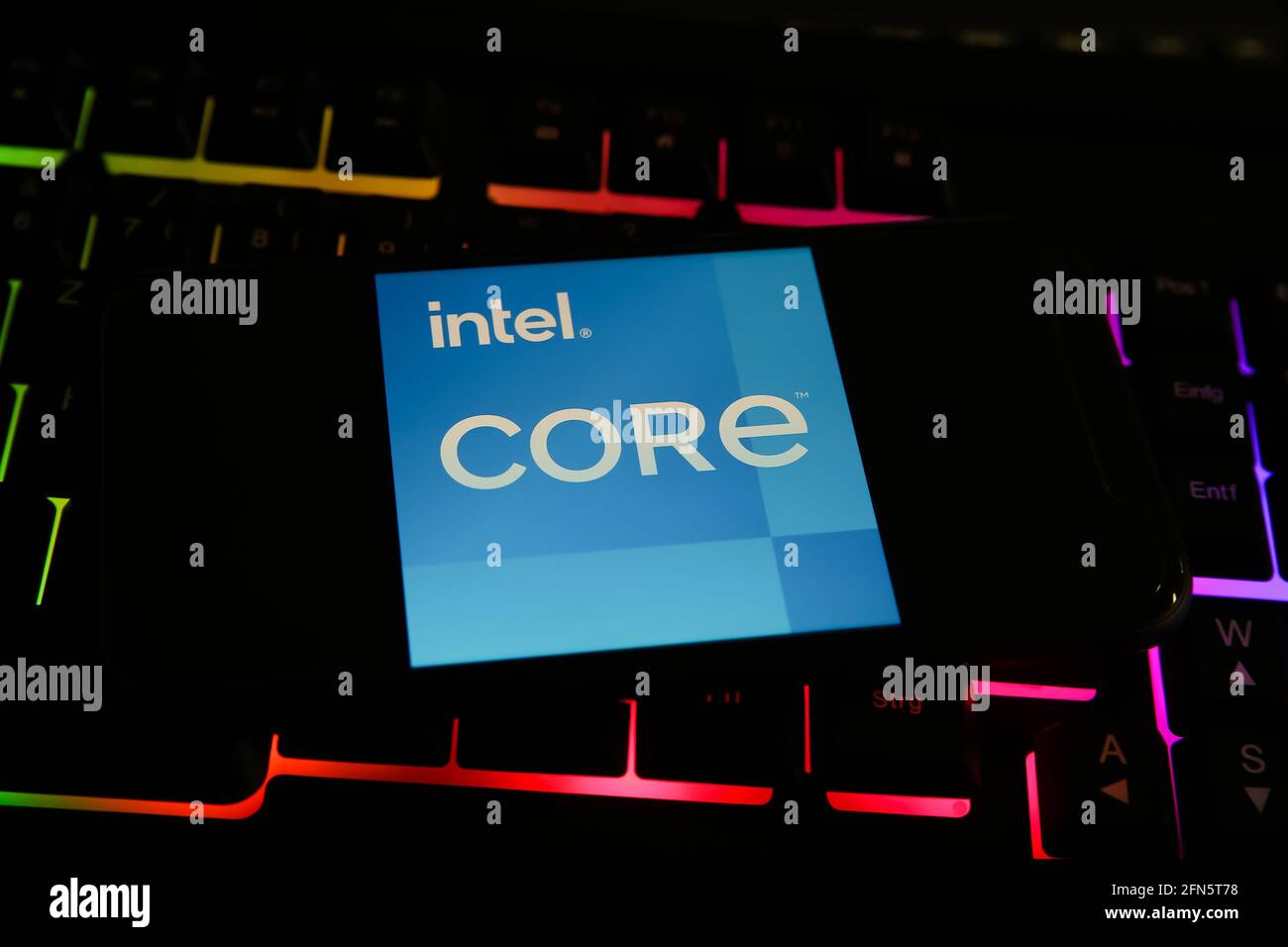 Cpu Lettering Viersen, Germany - May 8. 2021: Closeup of smartphone with logo ...