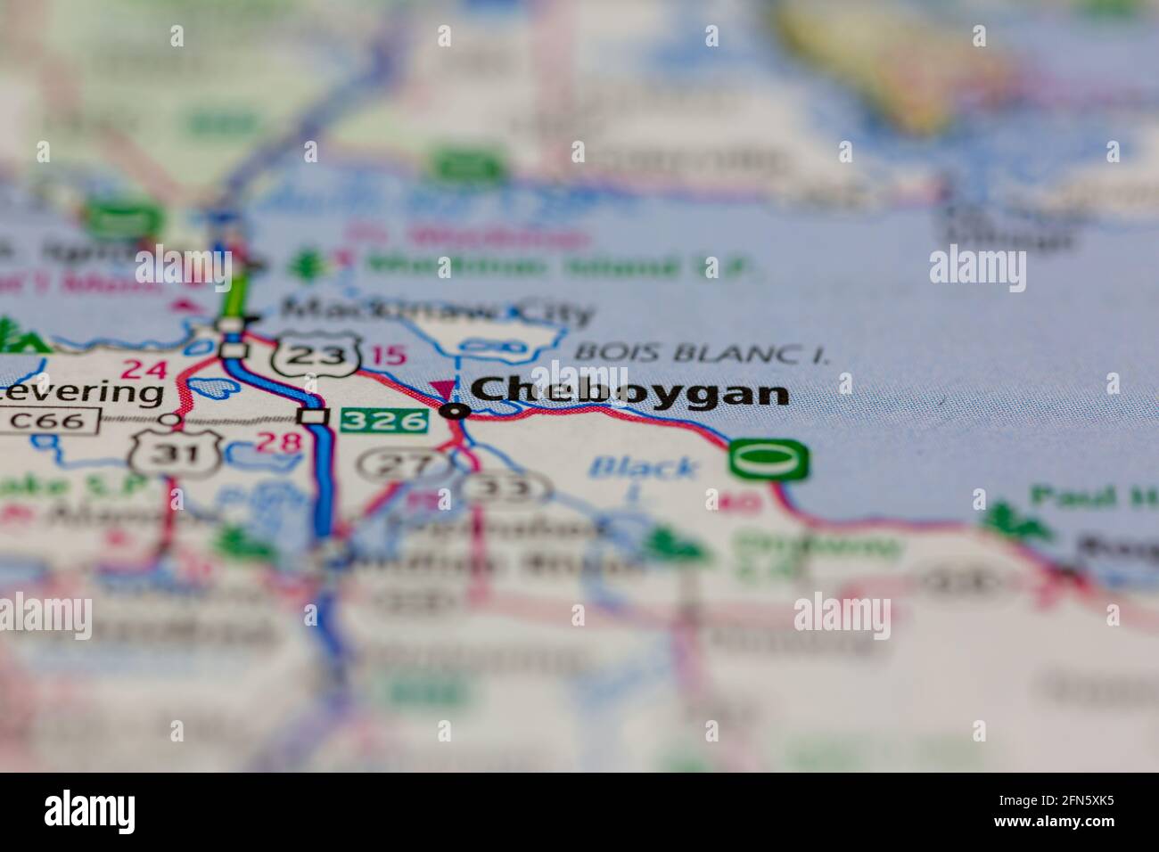 Cheboygan Michigan USA shown on a Geography map or road map Stock Photo