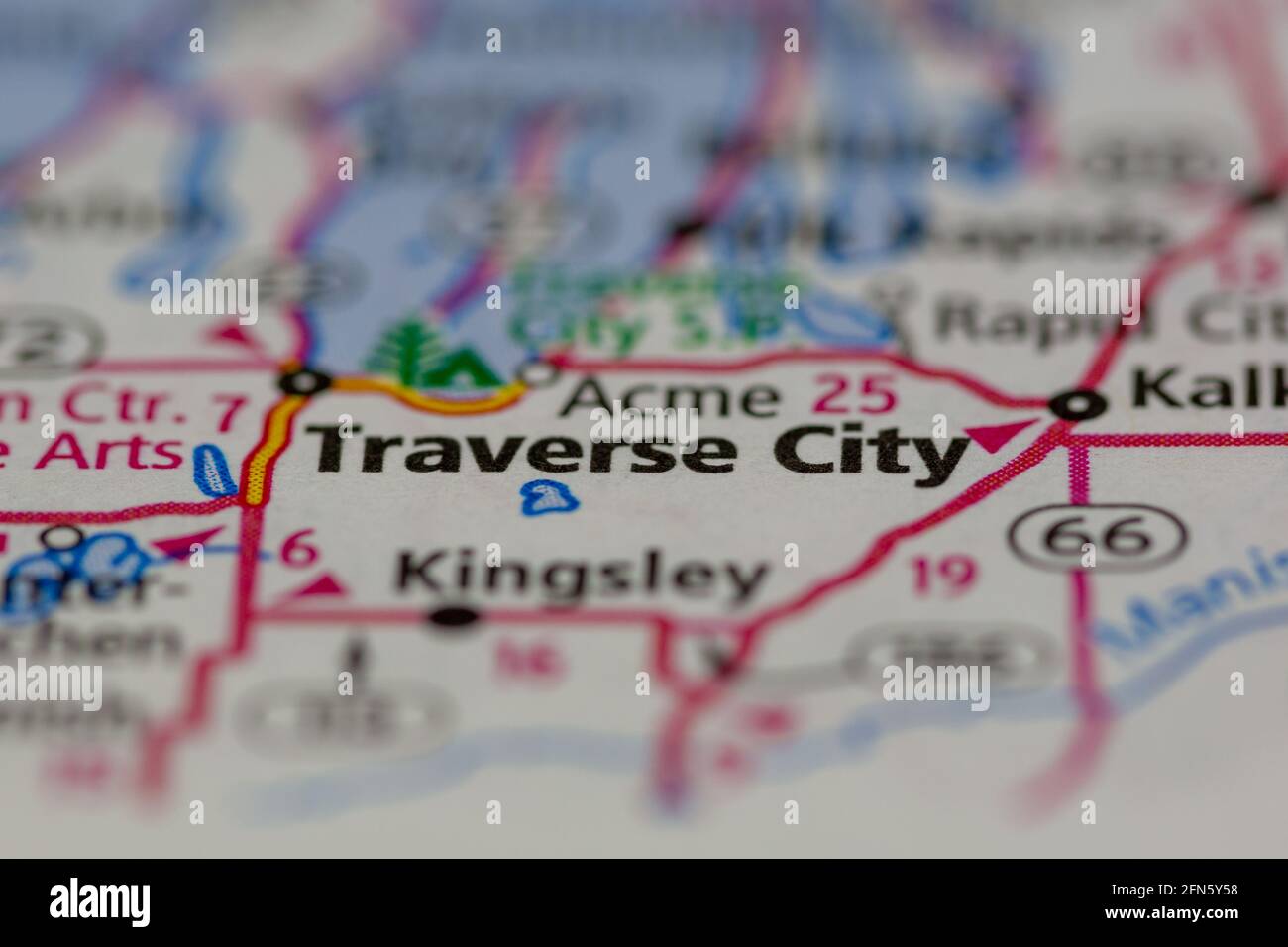 Traverse City Michigan USA shown on a Geography map or road map Stock Photo