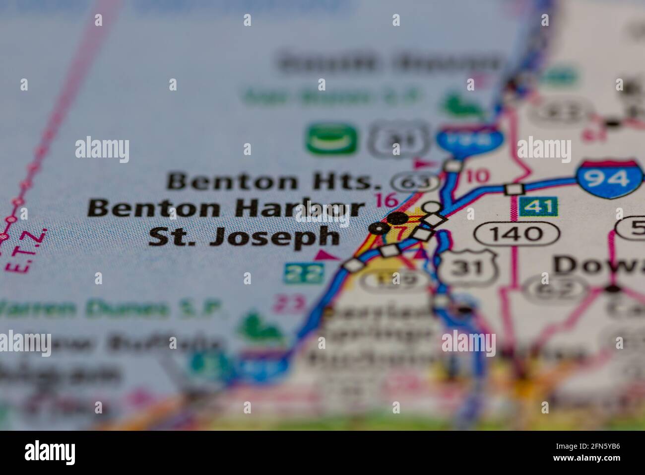 Benton Harbor Michigan USA shown on a Geography map or road map Stock
