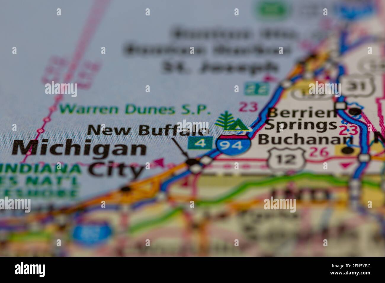 New Buffalo Michigan USA shown on a Geography map or road map Stock