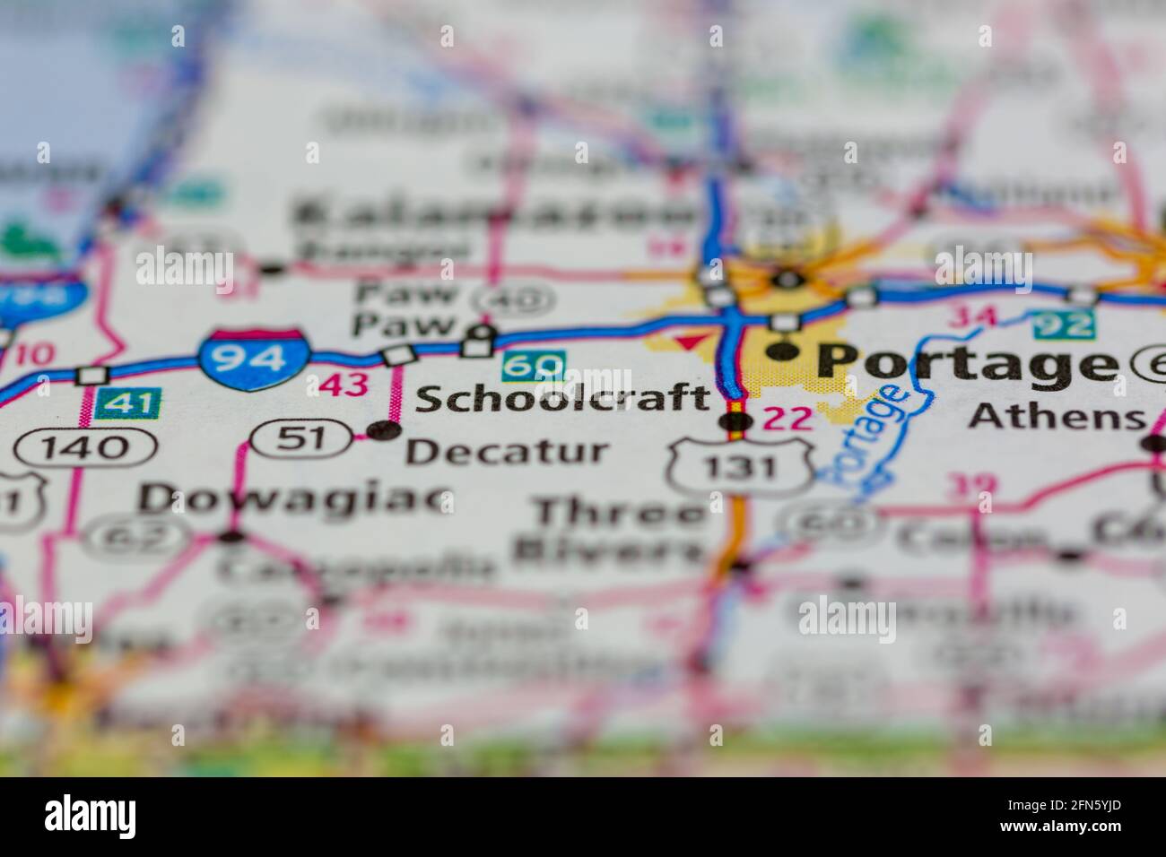 Schoolcraft Michigan USA shown on a Geography map or road map Stock Photo Alamy