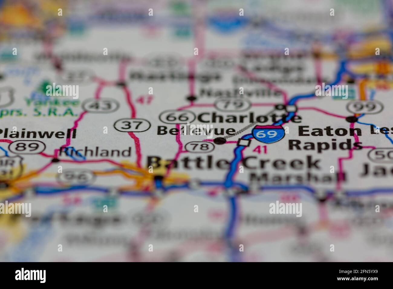 Bellevue michigan map hires stock photography and images Alamy