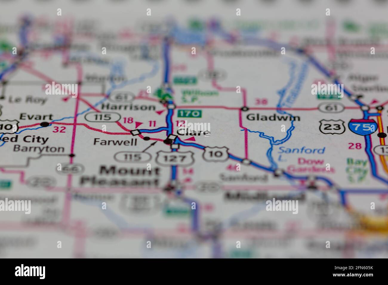 Map of clare michigan hires stock photography and images Alamy