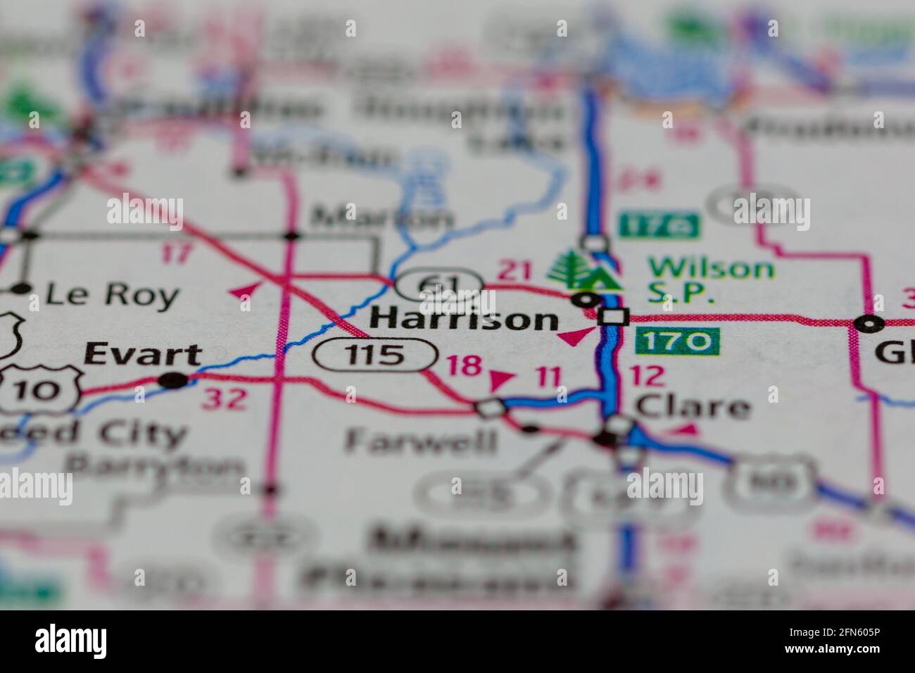 Harrison Michigan Usa Shown On A Geography Map Or Road Map 2FN605P 