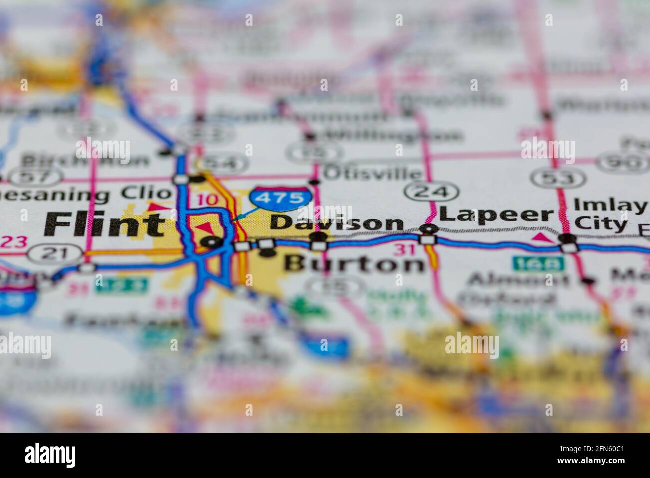 Davison Michigan Usa Shown On A Geography Map Or Road Map 2FN60C1 
