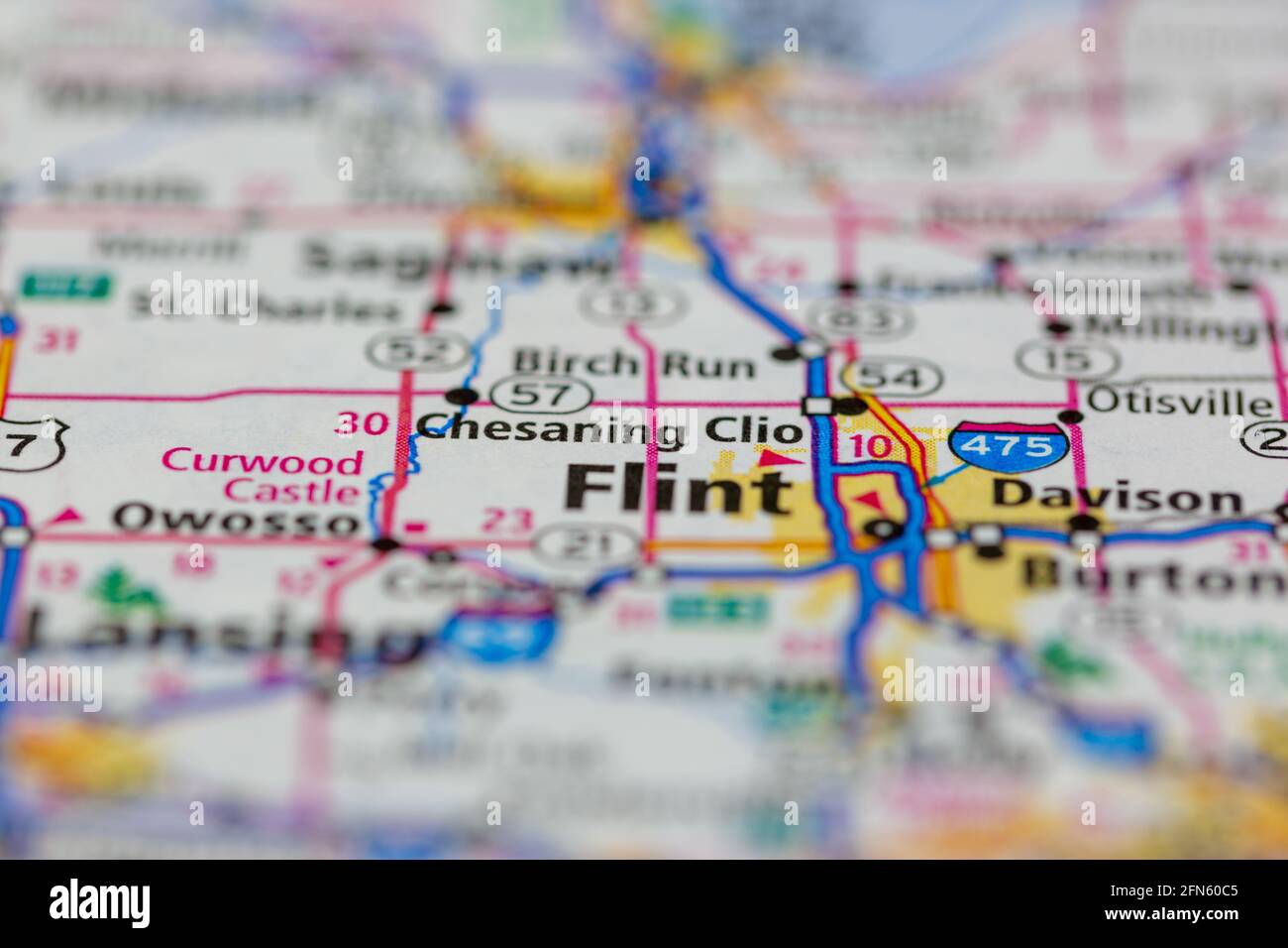 Chesaning clio on a map hi-res stock photography and images - Alamy