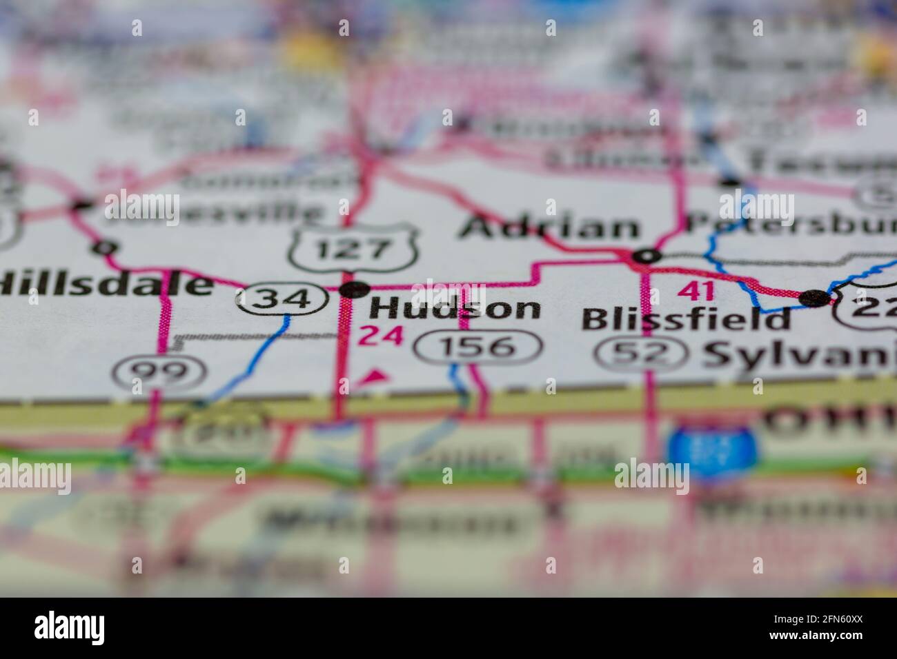 Hudson Michigan USA shown on a Geography map or road map Stock Photo Alamy