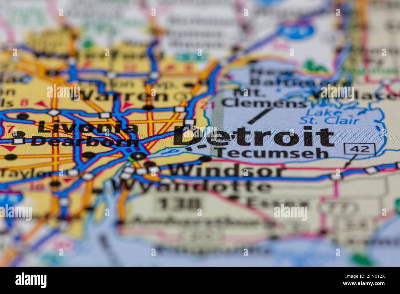 Detroit Michigan USA shown on a Geography map or road map Stock Photo