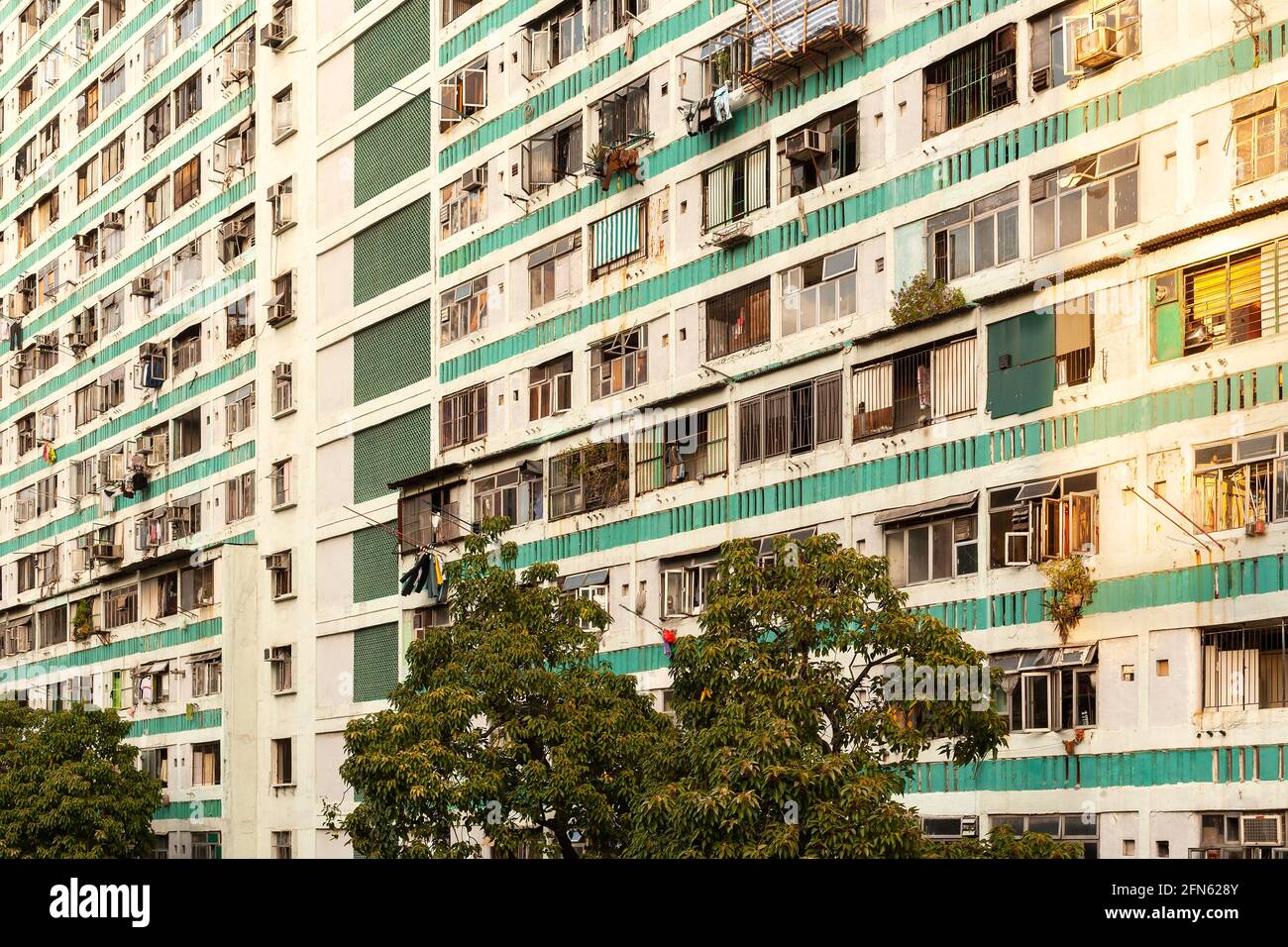 Detail of housing project apartments in Hong Kong, China Stock Photo