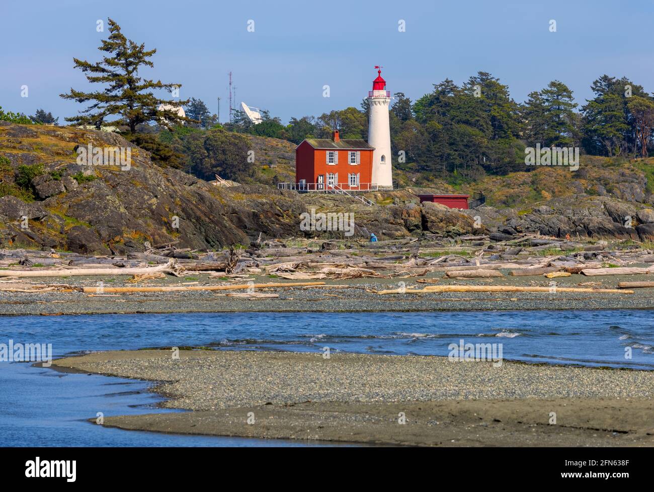 Fisgard Historical Lighthouse, shot from Esquimalt Lagoon Stock Photo