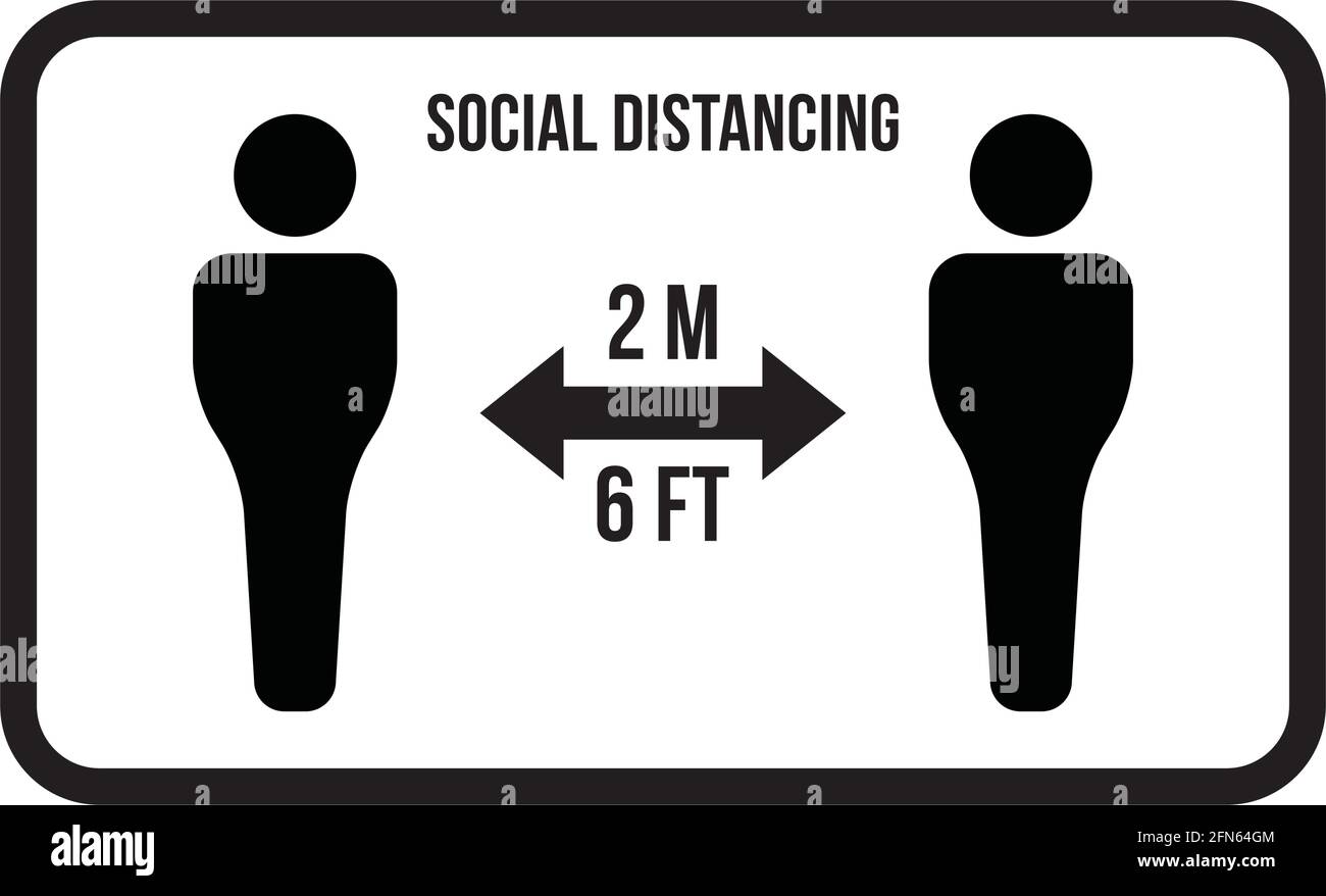 Social distancing icon symbol vector keep safe distance sign in a glyph ...
