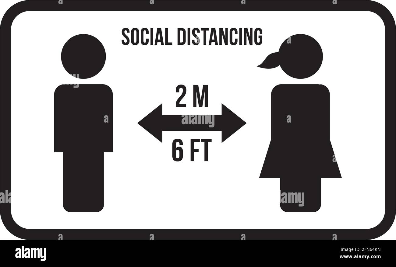 Social distancing icon symbol vector keep safe distance sign in a glyph ...