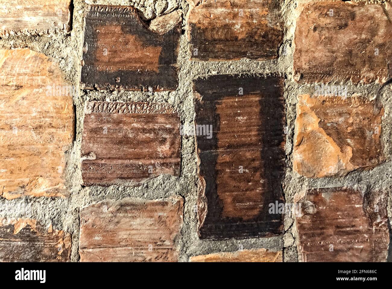 The background is made of old brickwork. Texture. Stock Photo