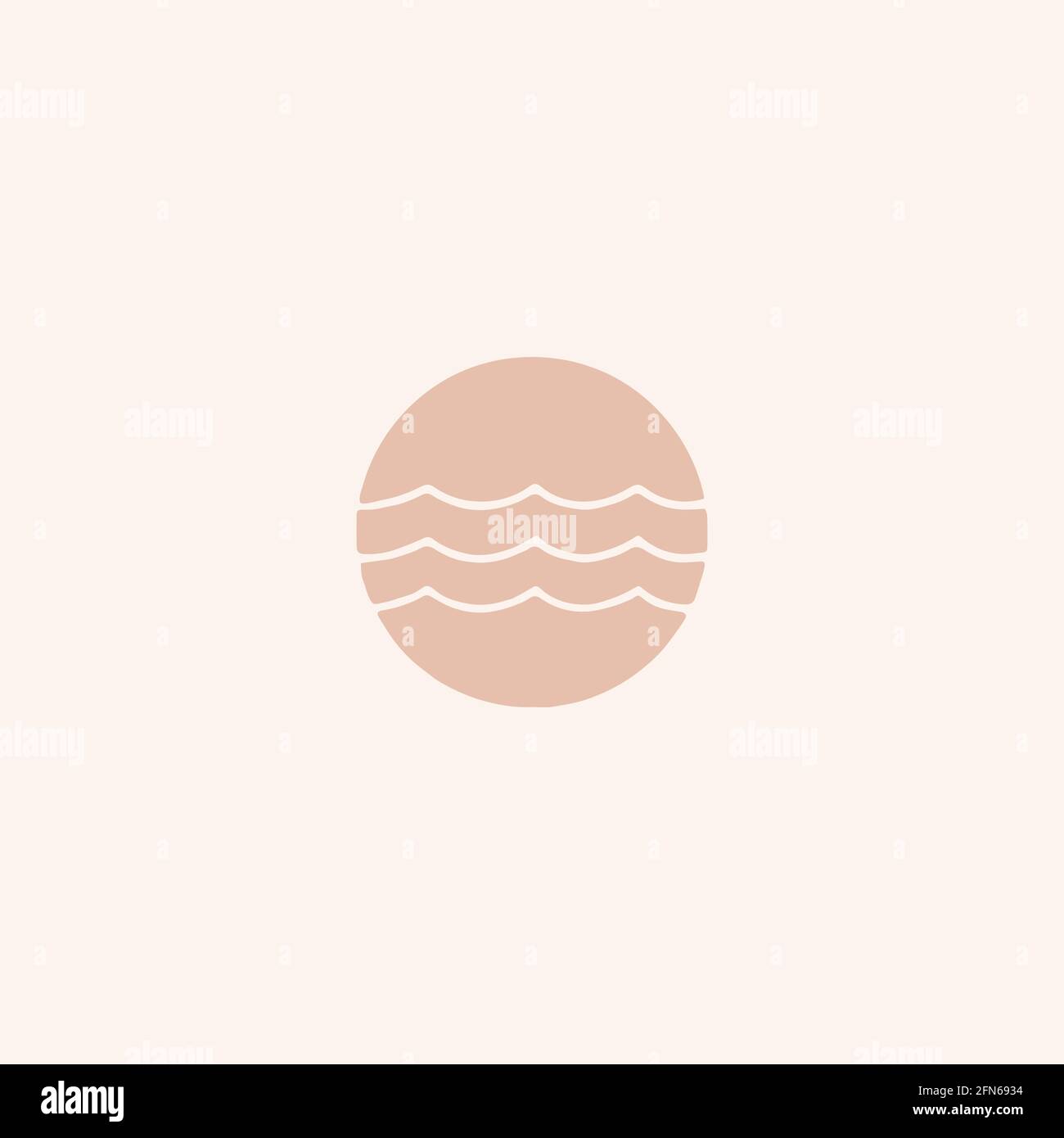 Abstract contemporary aesthetic backgrounds landscapes with sunrise, sunset. Earth tones, pastel colors. Boho wall decor. Mid century modern minimalis Stock Vector