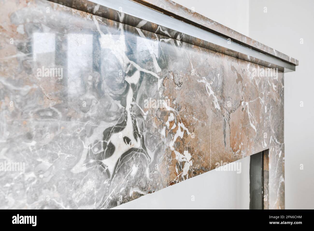 Marble fireplace in living room Stock Photo Alamy