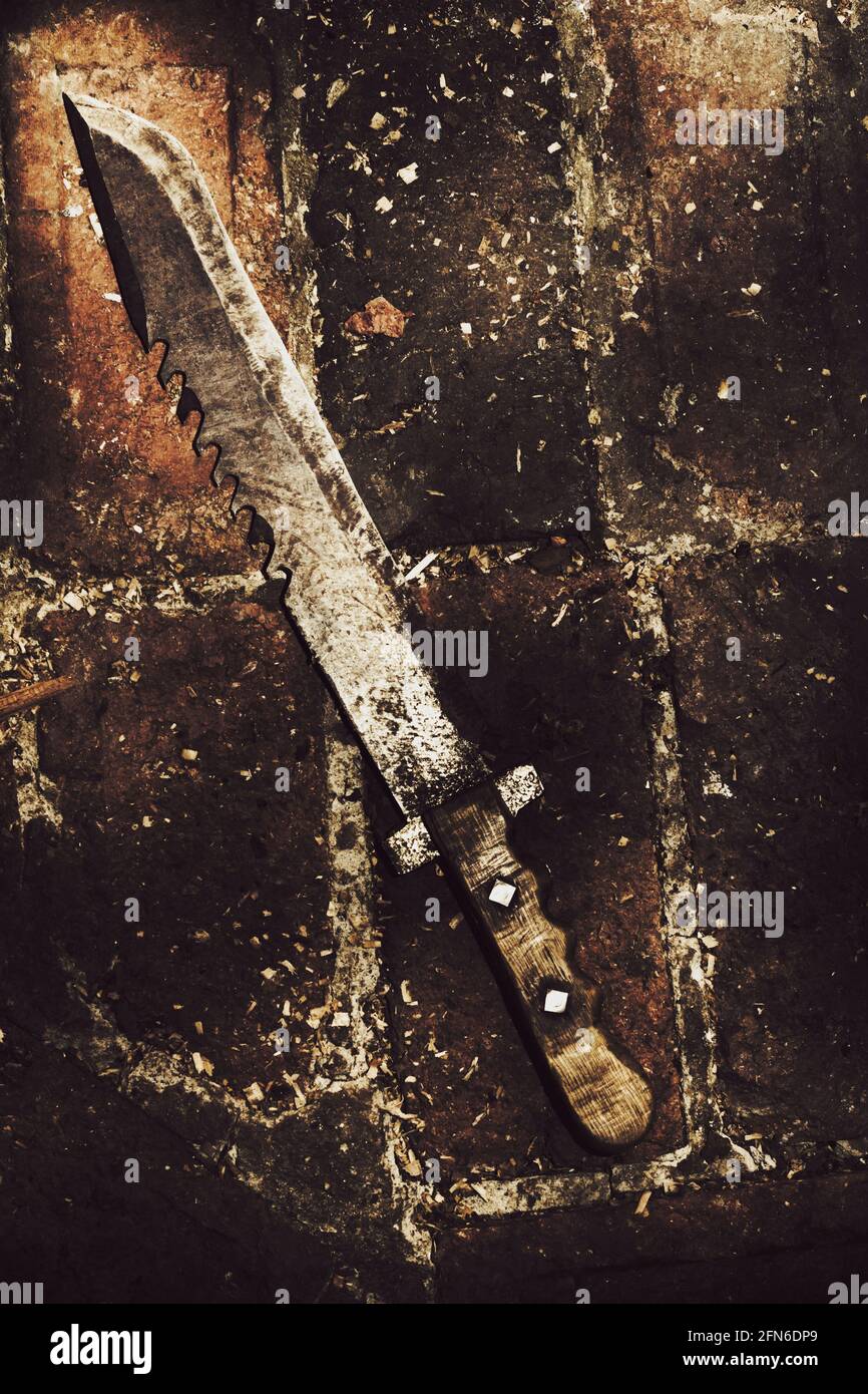 Gritty Image Of Sharp Double Sided Knife Against A Brick Background And Having A Wooden Hilt Stock Photo Alamy Gritty Image Of Sharp Double Sided Knife Against A Brick Background And Having A Wooden Hilt Stock Photo Alamy
