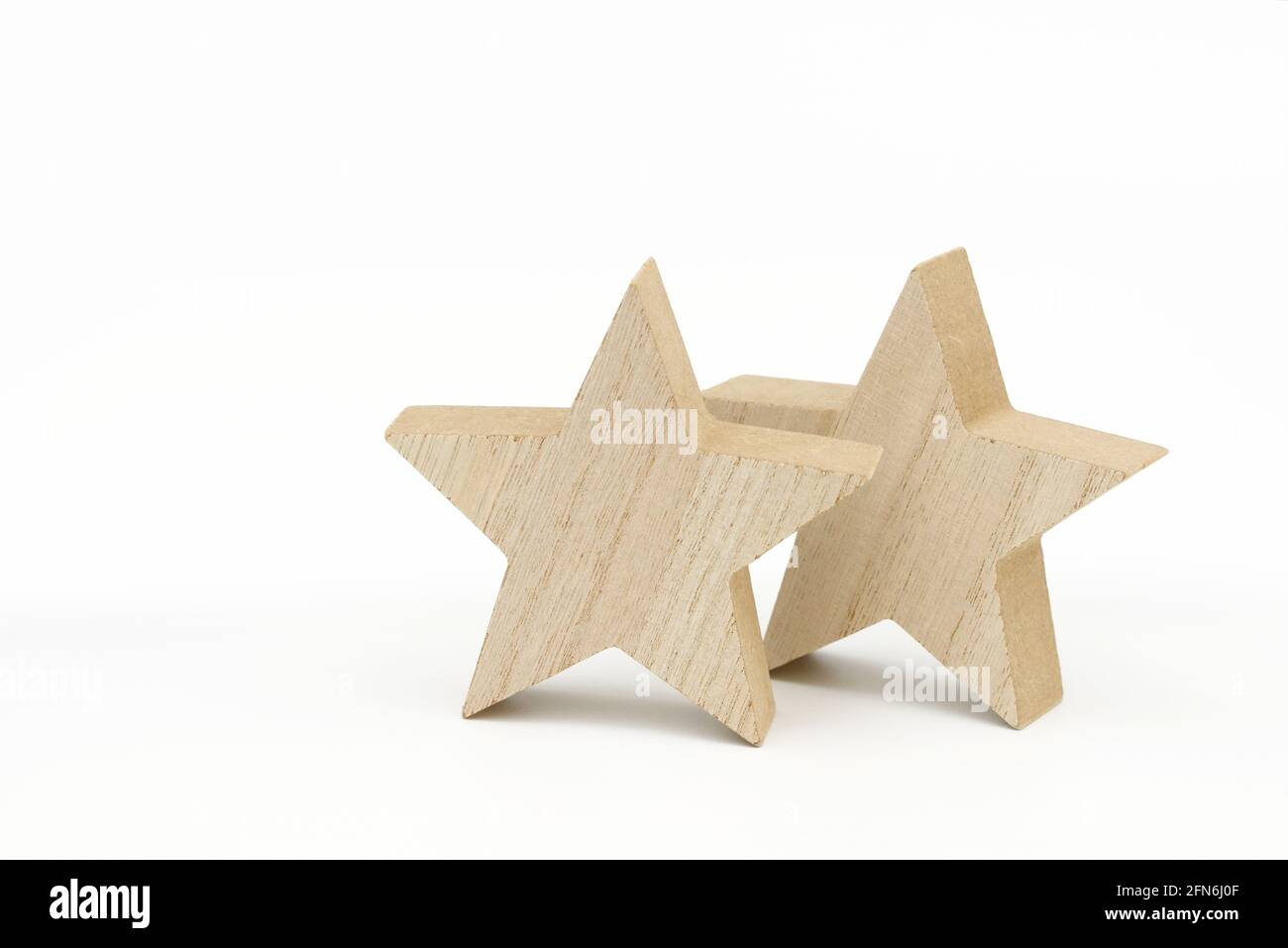 wooden xmas star on white Stock Photo