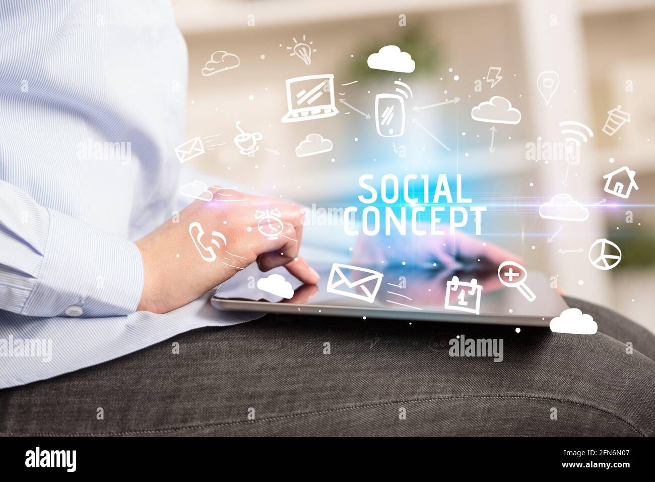 Using Social Network Close-up Of A Person Using Social Networking Stock Photo - Alamy