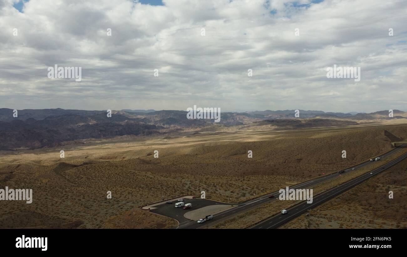 Highway Drone Shot Stock Photo