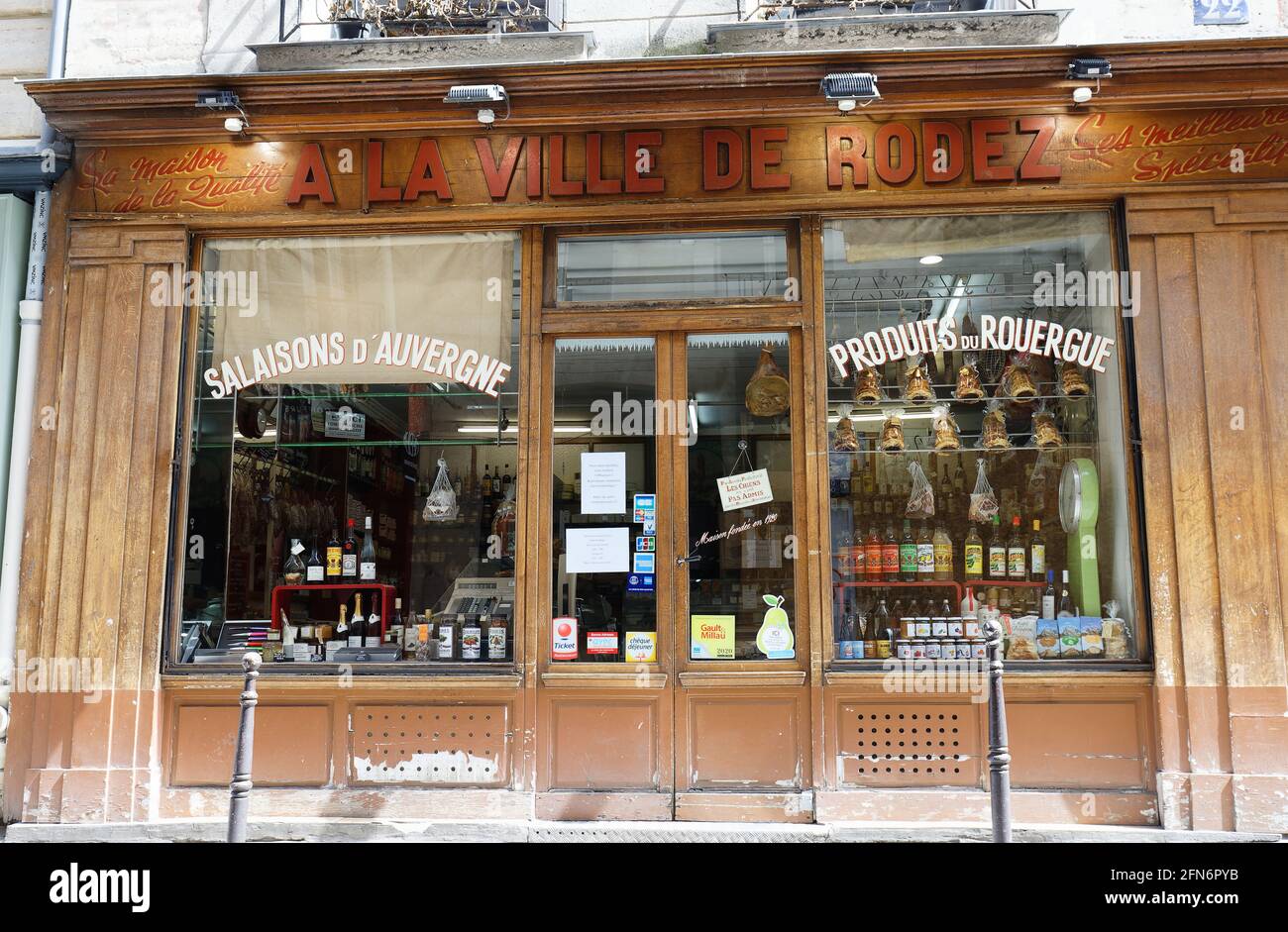 The traditional French grocery shop located in Marais district of Paris