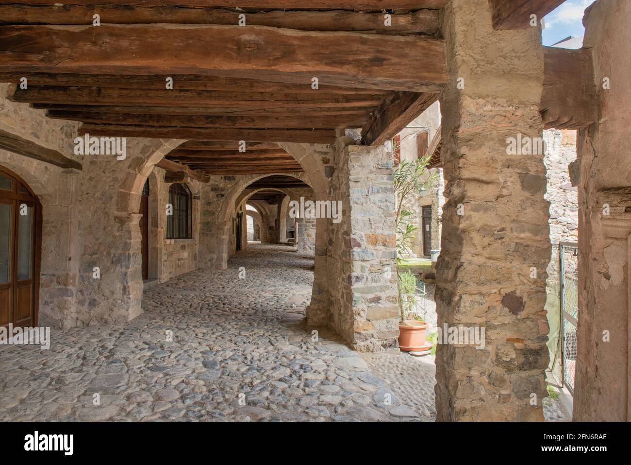 Arches in the ancient medieval village of camerata cornello Stock Photo