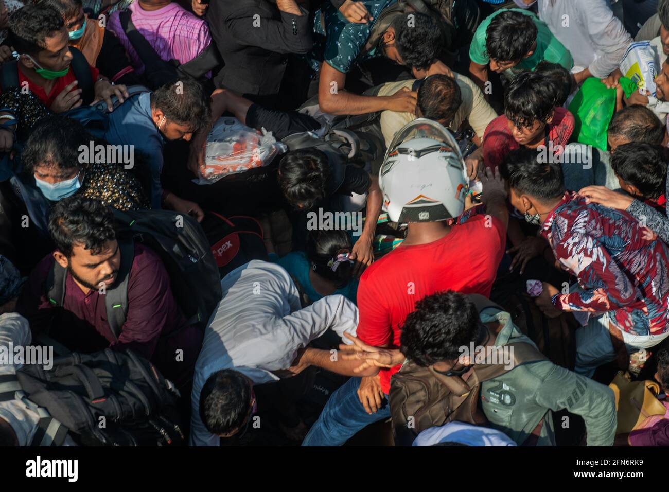 Over crowded ferry Stock Photo