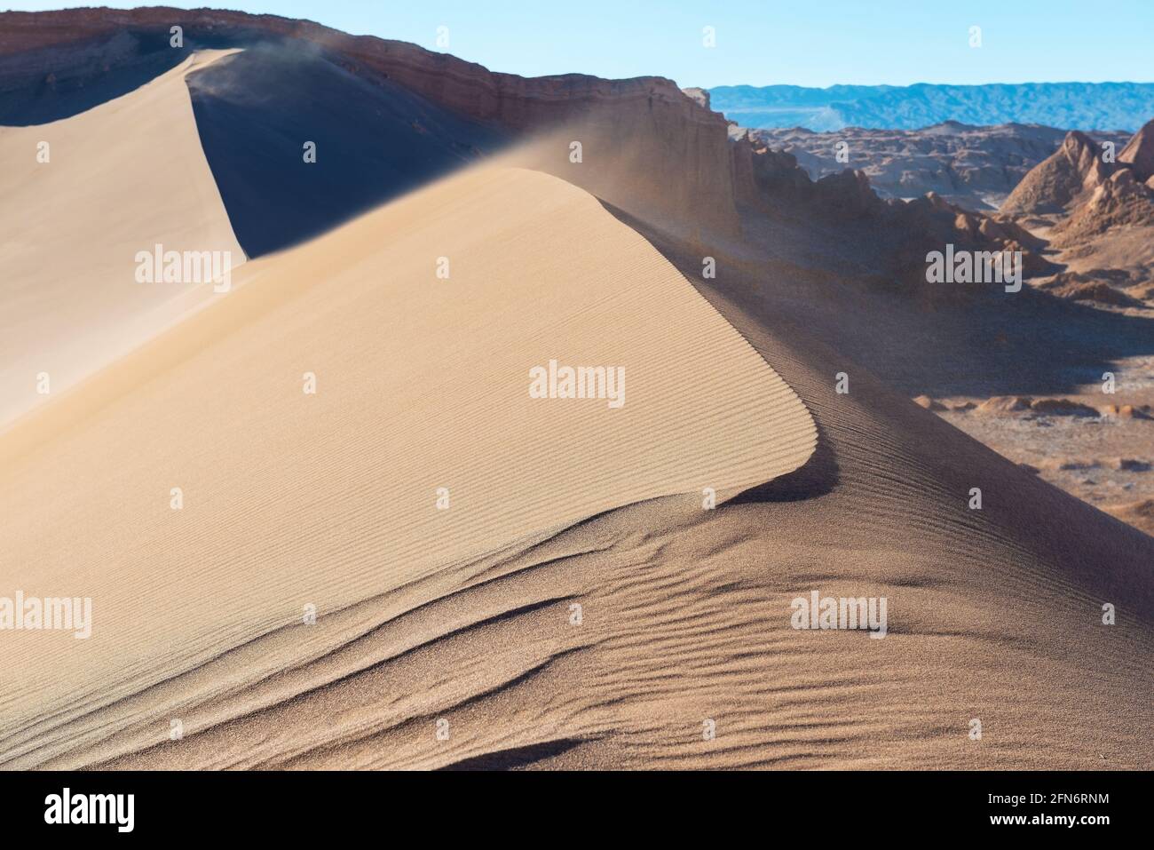 Sand dunes wind, Atacama Desert, Chile. Stock Photo