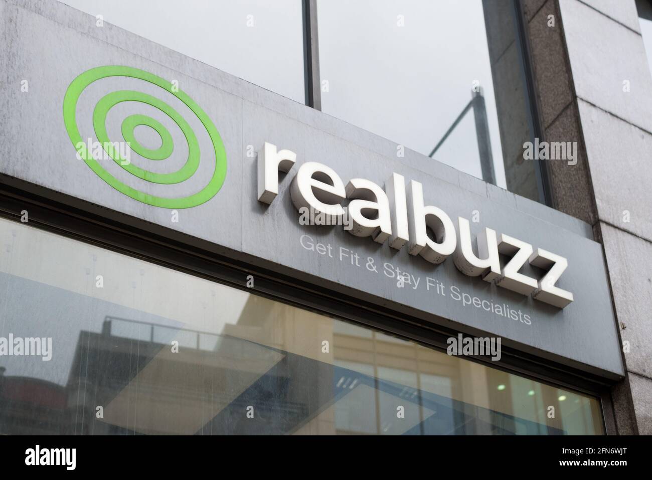 Realbuzz Fitness Logo Shop Sign Front Stock Photo