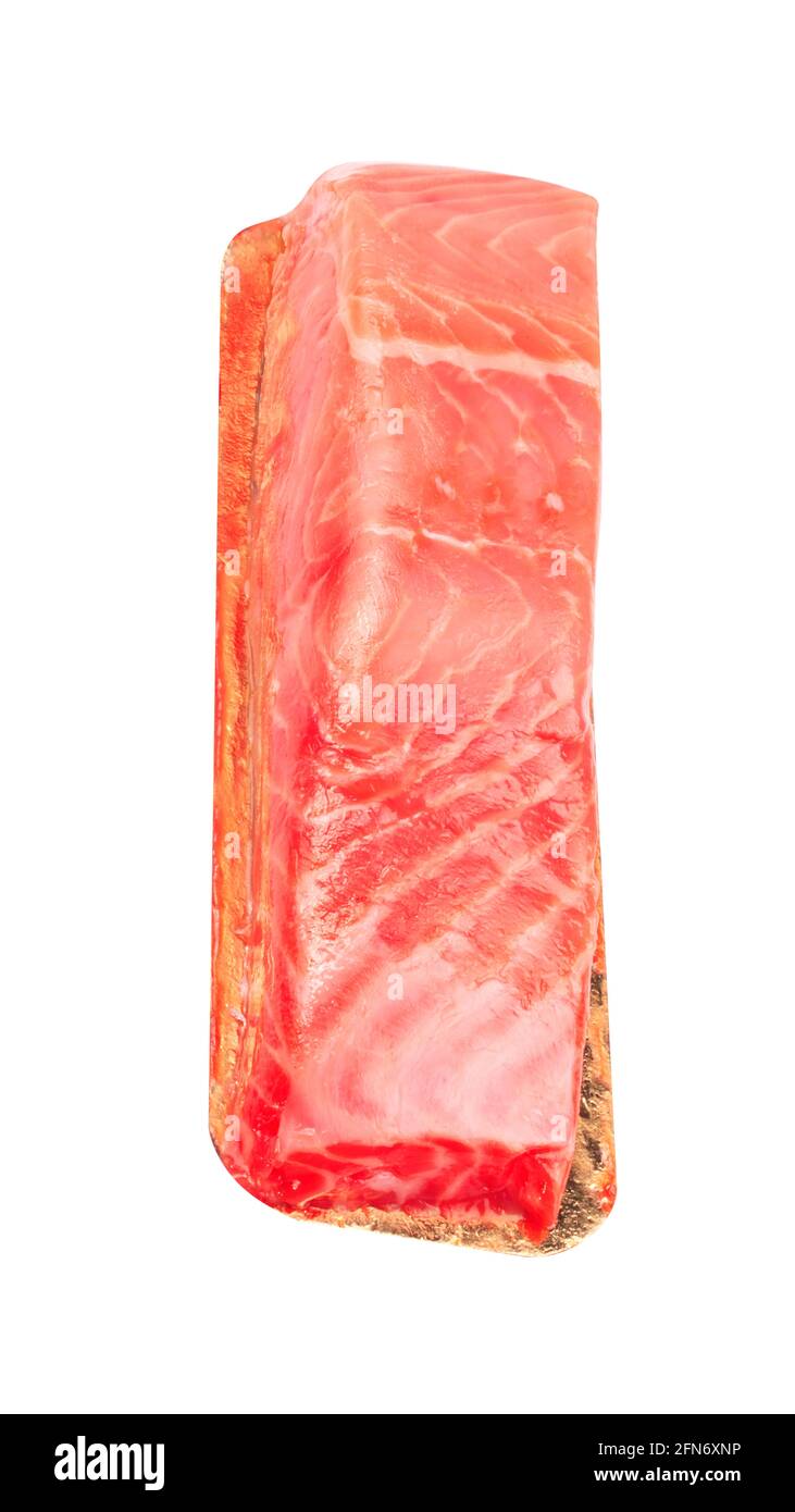 piece of red fish fillet isolated on white Stock Photo - Alamy